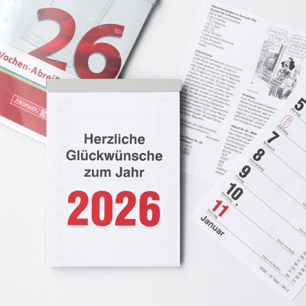 週間カレンダー ウィークリー 週めくり 2026年 ドイツ 壁掛け おしゃれ コンパクト 名言 クイズ BRUNNENブルンネン ウィークリーカレンダー No.25