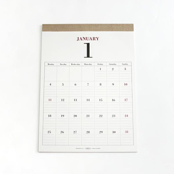 カレンダー 2027年 壁掛け 書き込み シンプル 上質紙 手張り おしゃれ 封筒入り MUCU ムク Wall Calendar DAYS 2027 Natural