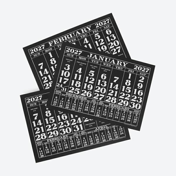 カレンダー 2027 壁掛け ヴィンテージ調 タイポグラフィ モノトーン アメリカン 日曜始まり LABOR DAY レイバーデイ ORIGINAL CALENDAR