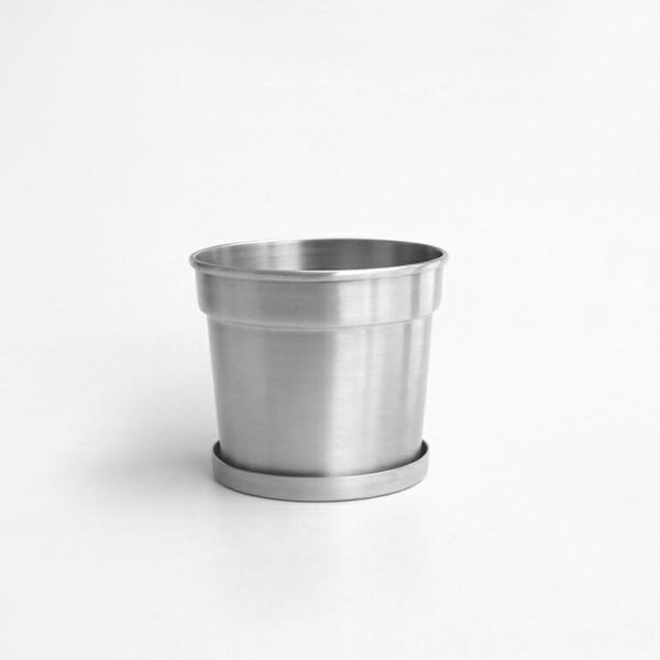 プランター アルミ 植木鉢  おしゃれ 受け皿付き 穴あり 軽量 HINODE ヒノデ SPINNING PLANTER 120