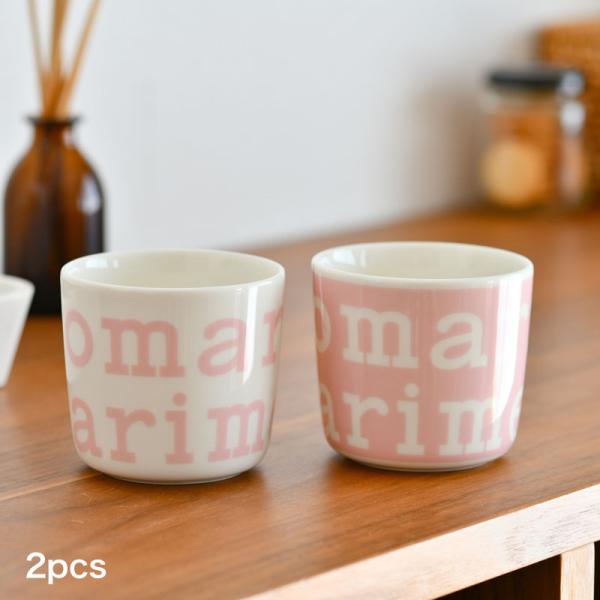 marimekko マリメッコ 日本限定 ラテマグ 2個セット 200ml ロゴ ピンク