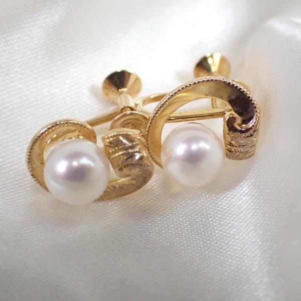 MIKIMOTO ミキモト MIKIMOTO K18YG アコヤ真珠イヤリング 約6.8mm 