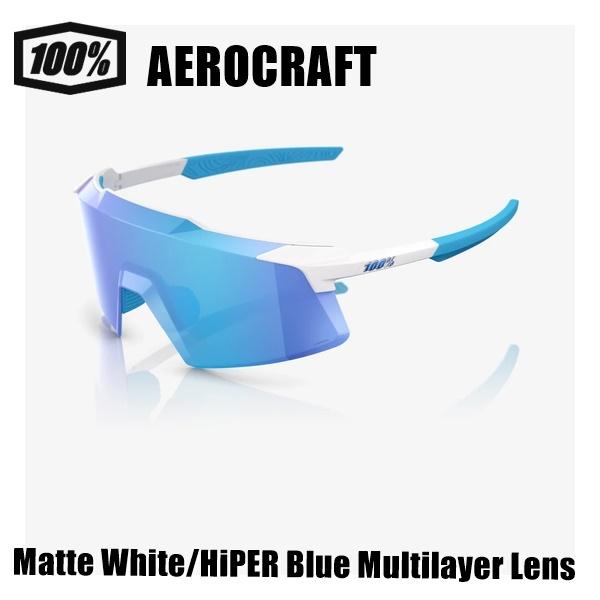 100% Aerocraft ホワイト ブルー ワンハンドレッド サングラス 100% ワンハンドレッド AEROCRAFT Matte White/HiPER Blue Multilayer