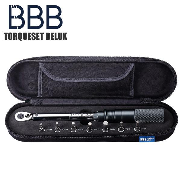 BBB ビービービー トルクレンチ トルクセット デラックス BTL-173内容：3/4/5/6/8/T25/T30ビット●1/4”ソケット式の設定トルクが変更可能なトルクレンチ。●設定したトルクに達するとクリック音にてお知らせ。●設定範囲...