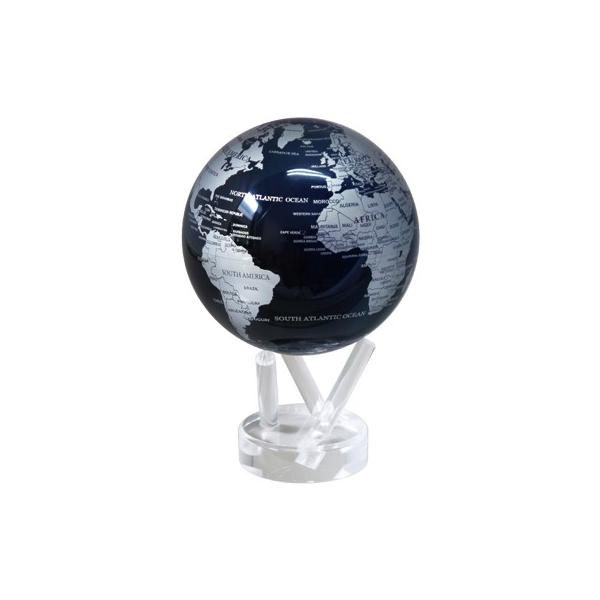 MOVA Globes ムーバグローブ クリスタルガラス台座 ゆっくり回る不思議な自転地球儀 4.5インチ ブルー