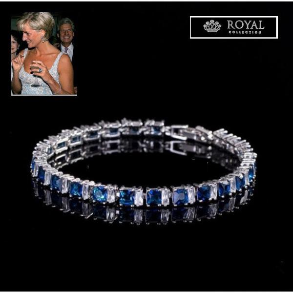 サファイア ブルー ブレスレット プリンセスカット CZ テニス サファイア ブルー ブレスレット プリンセスカット CZ テニス