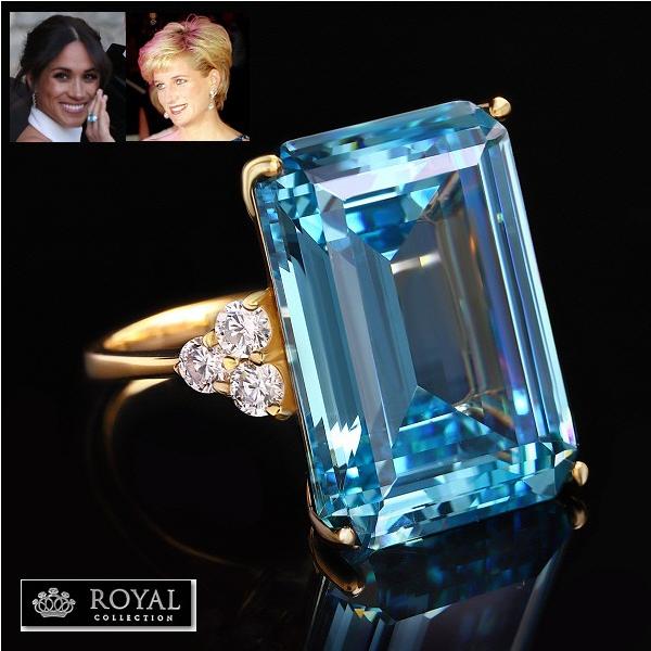 アクアマリン リング レディース ダイアナ妃 カクテルリング 結婚記念