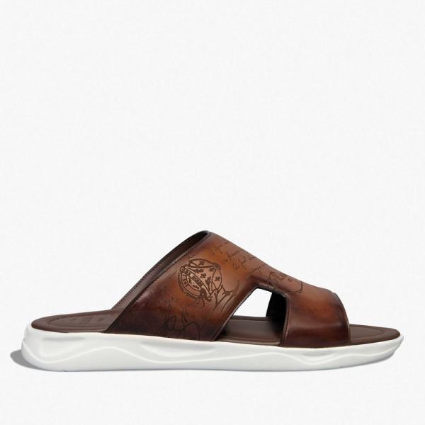 Berluti（ベルルッティ） シャドウ レザーサンダル【cacao intenso