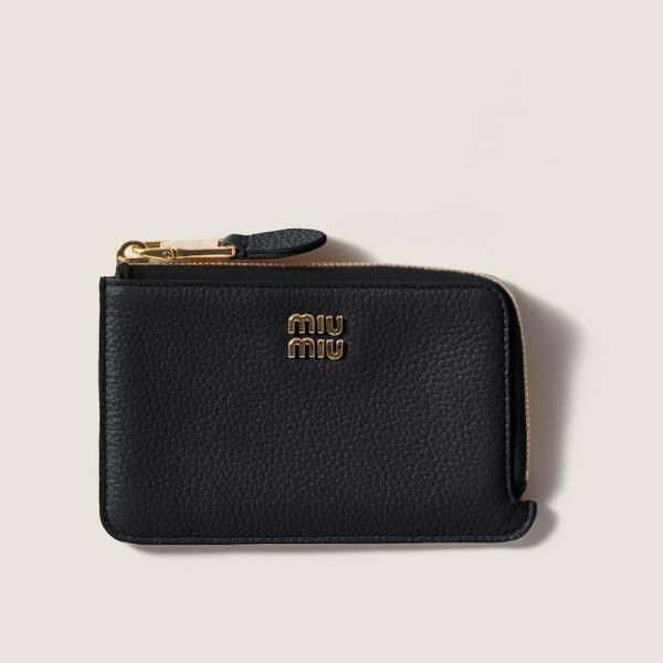 miu miu ミュウ ミュウ ビジュー ポーチ 黒 miu miu（ミュウミュウ） レザー ポーチ カードホルダー