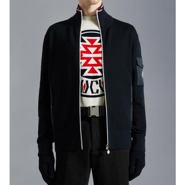 2022/23�H�~��MONCLER�y�����N���[���z�����YCARDIGAN IN COTONE CON COLLO ALTO�J�[�f�B�K���yBlu Navy �z�y���������z�y���K�i�z