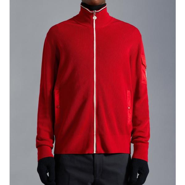 2022/23�H�~��MONCLER�y�����N���[���z�����YCARDIGAN IN COTONE CON COLLO ALTO�J�[�f�B�K���yRosso Imperiale �z�y���������z�y���K�i�z
