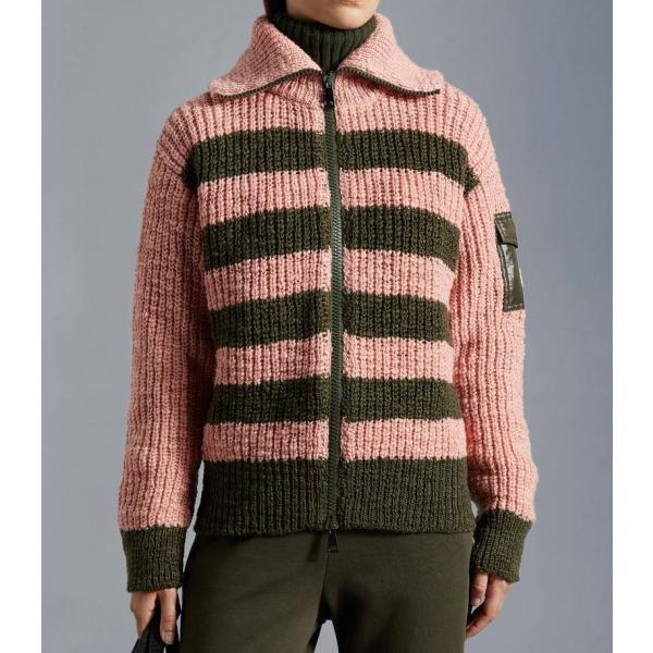 2022/23�H�~��MONCLER�y�����N���[���z���f�B�[�XCARDIGAN IN LANA E COTONE�J�[�f�B�K���yRosa Anticato/Verde �z�y���������z�y���K�i�z