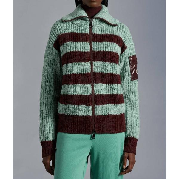 2022/23�H�~��MONCLER�y�����N���[���z���f�B�[�XCARDIGAN IN LANA E COTONE�J�[�f�B�K���yBordeaux/Verde Acqua �z�y���������z�y���K�i�z
