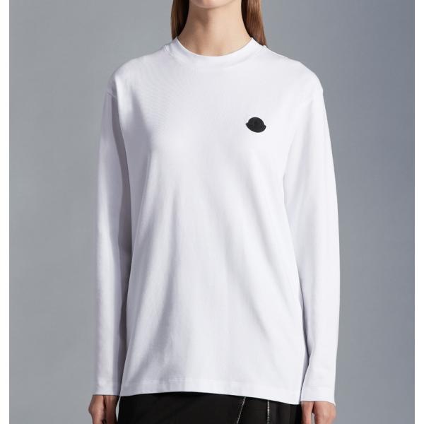 2022/23�H�~��MONCLER�y�����N���[���z���f�B�[�XT-SHIRT A MANICHE LUNGHE CON LOGO����T�V���c�yBianco Ottico �z�y���������z�y���K�i�z