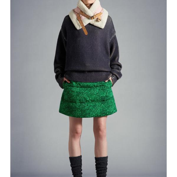 2022/23�H�~��MONCLER�y�����N���[���z���f�B�[�XGONNA IN COTONE CON STAMPA�X�J�[�g�yNero/Verde �z�y���������z�y���K�i�z