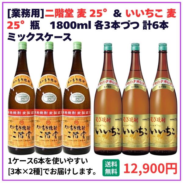業務用 送料無料 二階堂＋いいちこ 25° 1800ml×6本（各3本） 飲食店 酒 仕入 通販