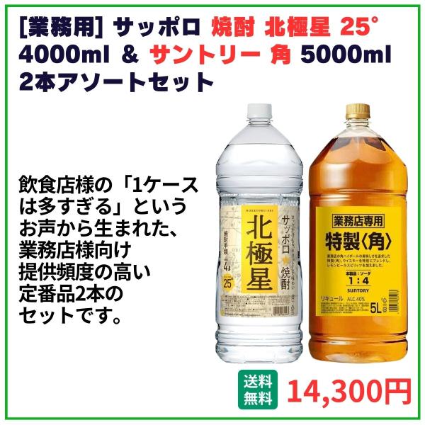 業務用 送料無料 サッポロ 北極星4000ml＋サントリー角 5000ml 各1本 飲食店 酒 仕入 通販