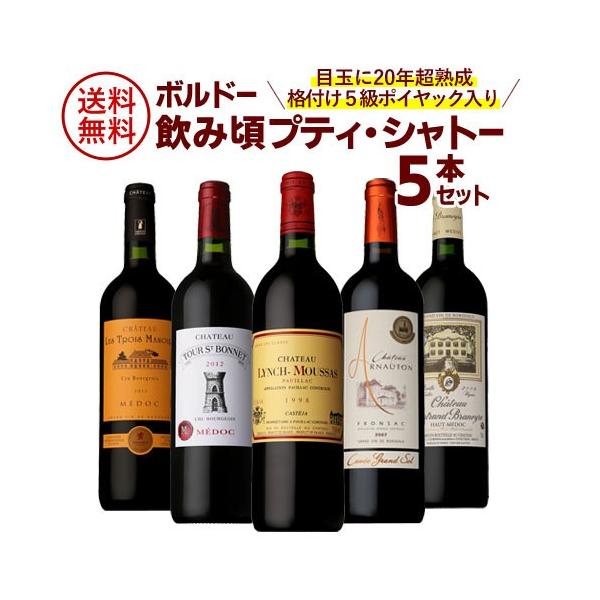 送料無料 ボルドー飲み頃プティ シャトー5本セット 年超熟成 格付け5級ポイヤック入り 格付け プチシャトー ワイン 飲み比べ ワインセット 辛口 虎 セラー専科paypayモール店 通販 Paypayモール