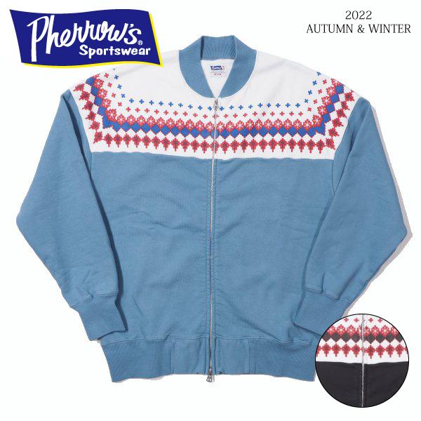 Pherrow's（フェローズ） 雪柄ジップアップ スウェット スエット