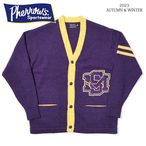 PHERROW’S / カーディガン(薄手)/23W-PLC1 Pherrow's（フェローズ） 23W-PLC1 レタードカーディガン LETTERED