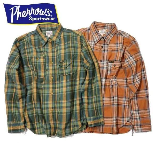 Pherrow's（フェローズ） 25W-750WS-C ネルシャツ ライトオンス