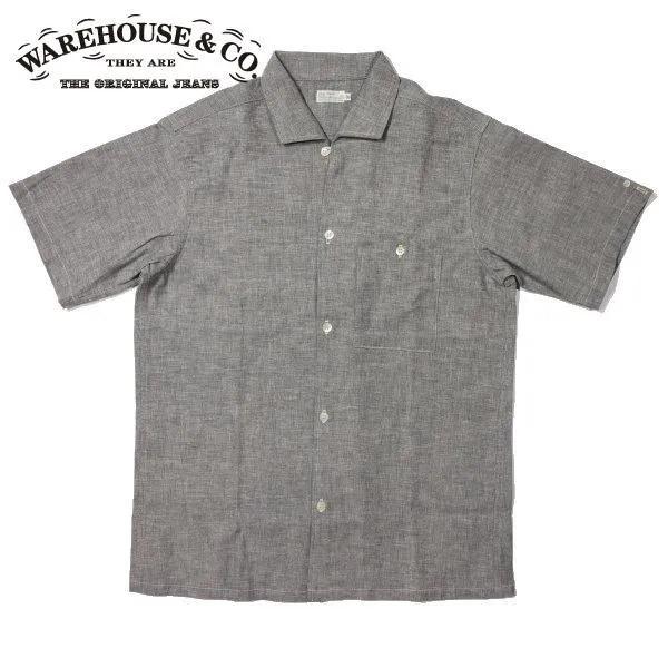 ウエアハウス 3091 S/S OPEN COLLAR SHIRTS オープンカラーシャツ 半袖 スミクロ シャンブレー WAREHOUSE 2026年新作