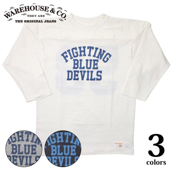 ウエアハウス Lot 4063 BLUE DEVILS 7分袖フットボールTシャツ WAREHOUSE 2026年新作