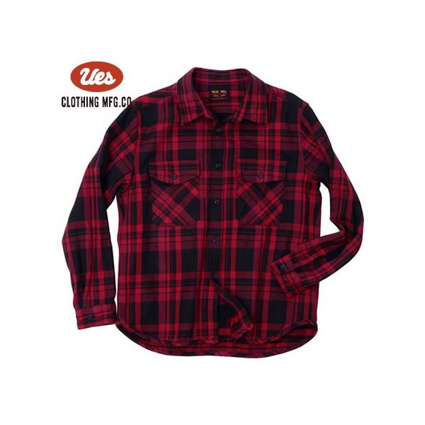 UES（ウエス） 502355 エキストラヘビー ネルシャツ フランネル レッド
