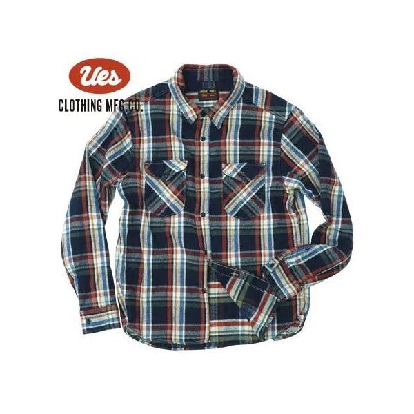 UES（ウエス） 502553 ヘビーネルシャツ ネイビー HEAVY FLANNEL SHIRT