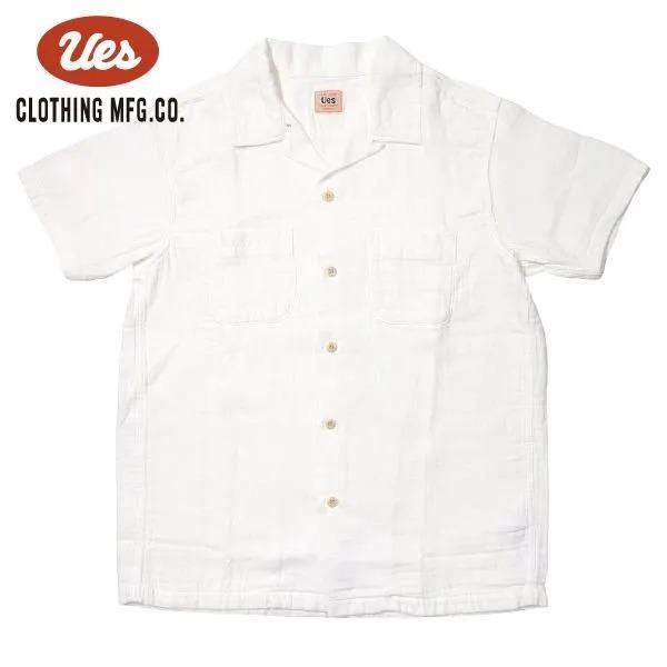 ウエス 552605 ヘリンボーンダブルガーゼ半袖シャツ ホワイト HERRINGBONE DOUBLE GAUZE SHIRT UES 2026年