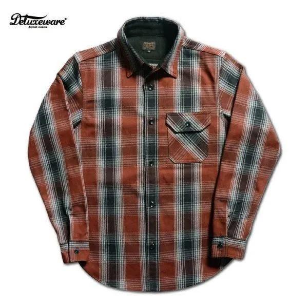 デラックスウエア DELUXEWARE ヘビーネルシャツ L レアカラー 美品 DELUXEWARE（デラックスウエア） HV-59 OMBRE HEAVY NEL SHIRT オン