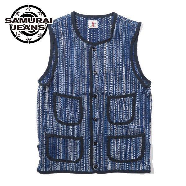 サムライジーンズ 藍絣刺し子ベスト SJVT18-KS SAMURAI JEANS