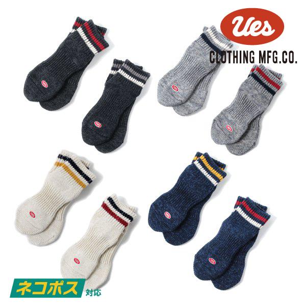 UES [ネコポス送料200円]ウエス ライン入りスニーカーソックス