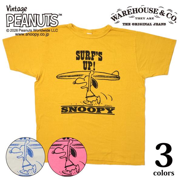 ウエアハウス×ピーナッツ YP126S-1 SURF’S UP SNOOPY スヌーピー プリントTシャツ PEANUTS WAREHOUSE 2026年新作