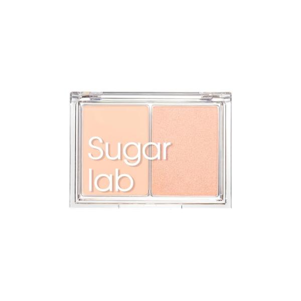 Sugar lab チークハイライター デュオパレット #1 LOVE CORAL 【アウトレット/生産終了】 チーク ハイライト コーラル アプリコット 透明感 血色感 密着力