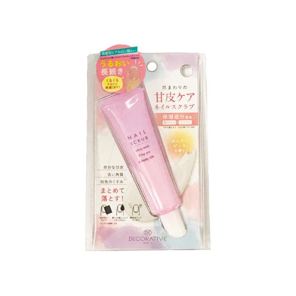 面倒な指先ケアが1本でOK！爪まわりの甘皮ケアネイルスクラブ余分な甘皮・古い角質・指先のくすみくるくるするだけ角質オフ。＜しっとりうるおい長持ち＞・吸着型ヒアルロン酸配合・桃エキス＋ケラチンほんのりピーチの香り。