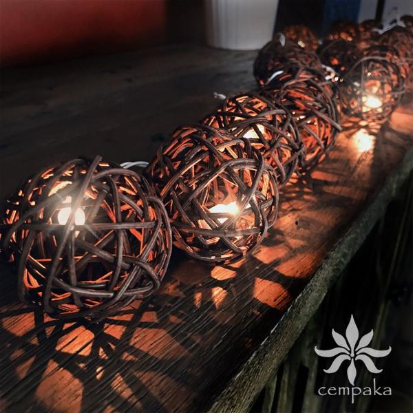 ラタンボール ランプ ライト 照明 間接照明 20球 北欧 インテリア ガーランド スイッチ付 アジアン雑貨 北欧