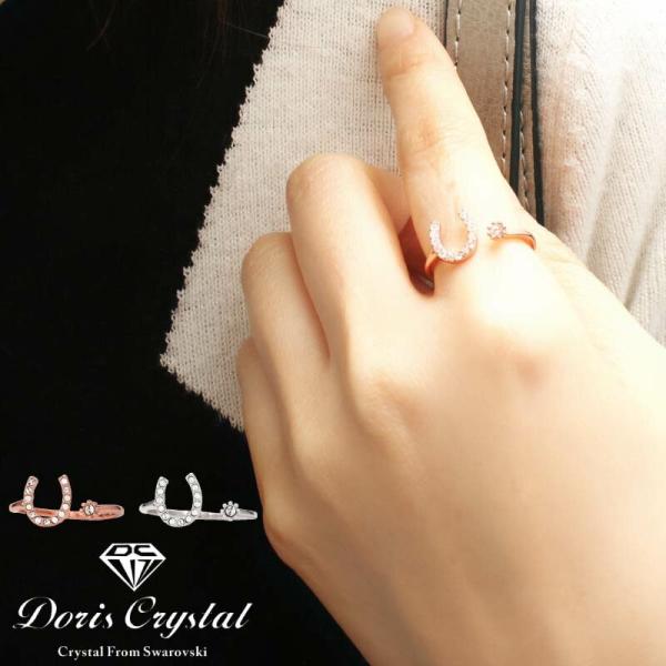 Doris Crystal スワロフスキー純正クリスタル リング フリーサイズ クリスタル 華奢 フリー リング シルバー ゴールド ローズ 40代 50代 アウトレット :04r17010:センフィル 通販 ※送料無料 クリスタル ピアス ネックレス ゴールド 指輪 3点セット 新品