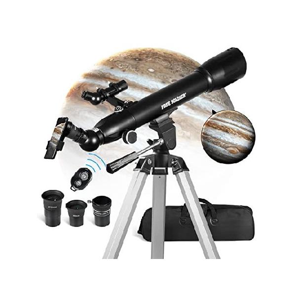 (新品) 大人用望遠鏡 大人用望遠鏡 700x90mm AZ 天文学屈折望遠鏡 子供用 天文学初心者 高度な接眼レンズ付き  クールなクリスマス天文学ギフト 男性用 ブラック