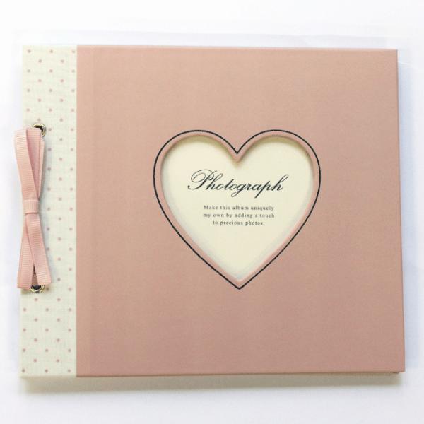 フォトアルバム マークス デコラップアルバム ハート ピンク 紐とじ