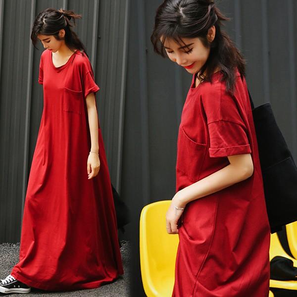 ワンピース マキシワンピース レディース 40代 きれいめワンピース 夏 赤ワンピース オシャレ ｔシャツ 半袖 大きいサイズ カジュアル 部屋着 Ceop092 Centurion 通販 Yahoo ショッピング