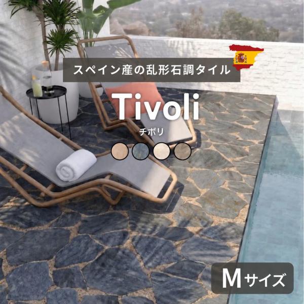 乱形 乱貼り 敷石 石畳 磁器質タイル製 スペイン産 天然石調 乱形 セラコア(チボリ 乱形石調タイル 全4色 Mサイズ 各1束販売)