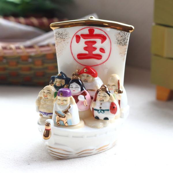七福神置物　七福神像　宝船　オブジェ　縁起物　開運　招福　置物　インテリア cerapockke_ab-0171