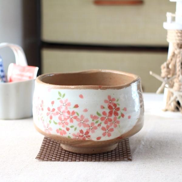 抹茶碗 白化粧ピンク桜 お取り寄せ 国産 美濃焼 抹茶 まっちゃ お茶