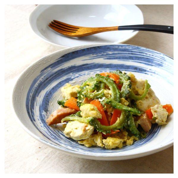 清流渦巻き麺鉢 国産 瀬戸焼 涼しげな夏の食器 中鉢 パスタ皿 和食器
