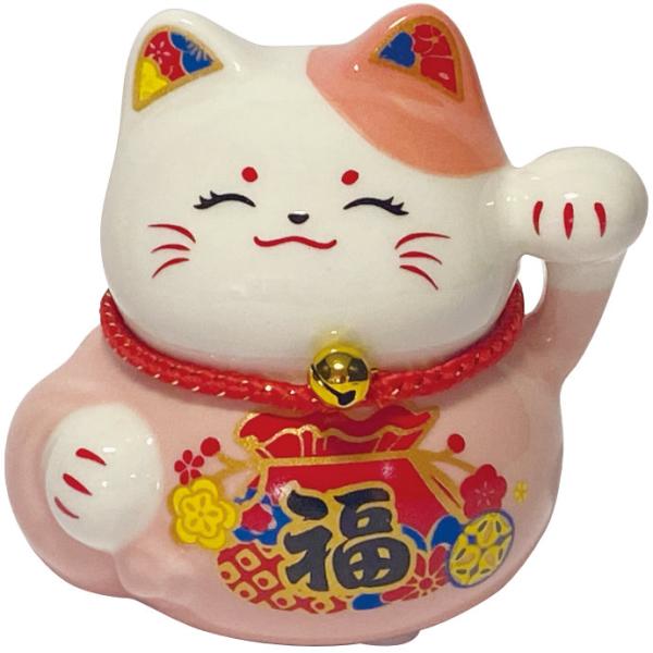 招き猫 陶器製置物 招福 恋愛招き猫 MR257 瀬戸取寄 陶器 置物 置き物 貯金箱 招き猫 ねこ