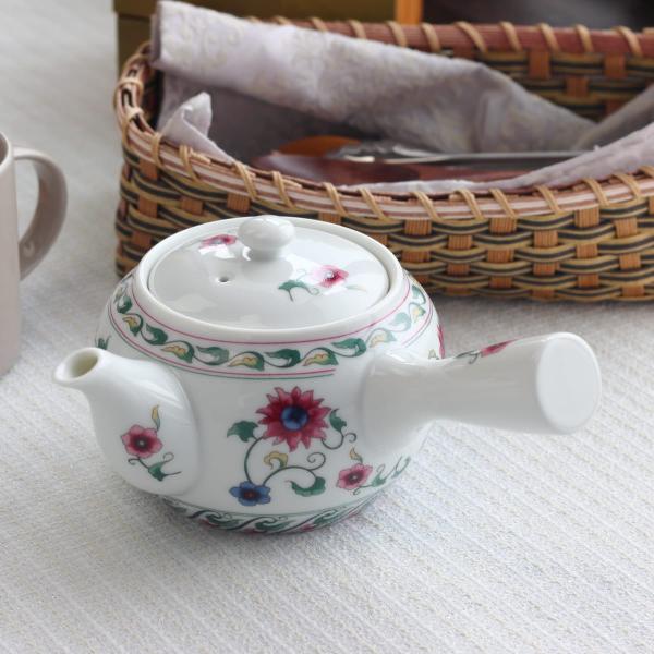 シルクロード 茶こし付き急須 320ml 日本製 美濃焼 シノワズリ レトロモダン 花柄 おもてなし ティータイム 美濃焼 急須 食洗機対応 表示在庫限り