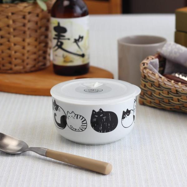 陶器製 猫型 蓋付き 置物 ニャーゴロン 蓋付き丸パック 日本製 美濃焼 猫モチーフ 保存容器 作り