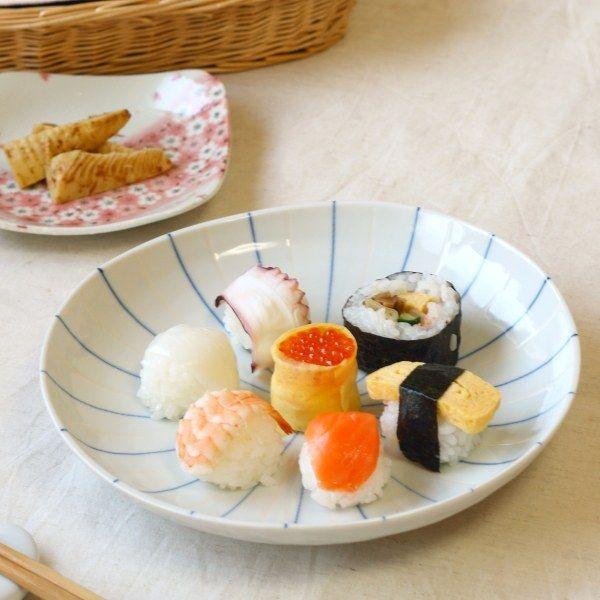 二色十草 8寸主食皿 国産 美濃焼 十草の定番デザインをカラフルに