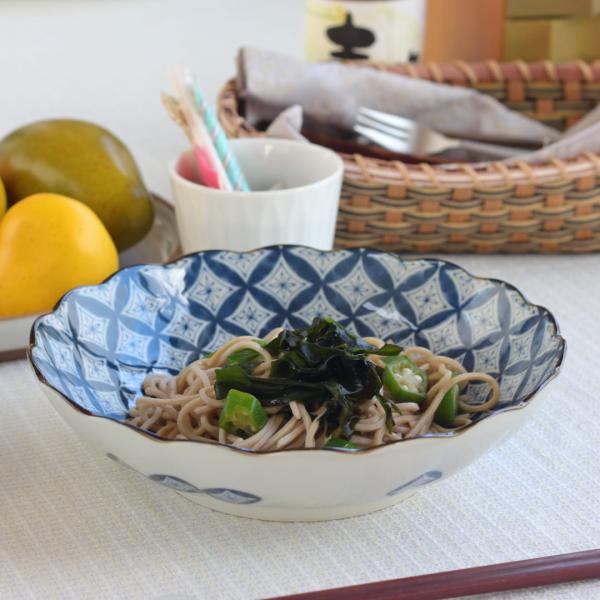 花円七宝 パスタ鉢 21cm 日本製 美濃焼 六兵68深皿 大皿 中皿 和皿 深皿 パスタプレート 深め ステーキ ロールキャベツ 炒めもの 刺し身皿